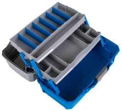 Flambeau 2 Tray Tackle Blue/Gray Hard Tackle Box -Outlet Tackle Reel Crate Store 6382TB 2Tray Open 1600x1600 89053.1616588649